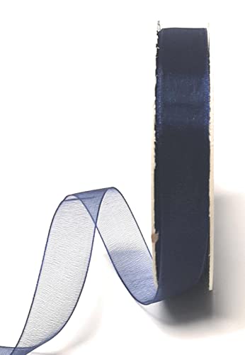 Schleifenband 50m x 15mm dunkelblau Organza Chiffon Geschenkband Organzaband [2065-144] von s.dekoda