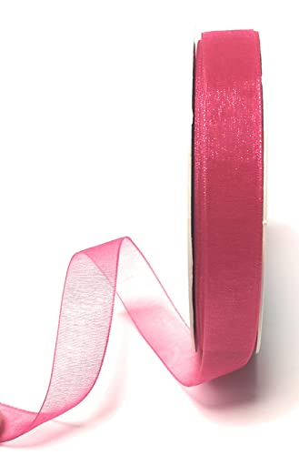 Schleifenband 50m x 15mm pink magenta Organza Chiffon Geschenkband Organzaband [2065-115] von s.dekoda