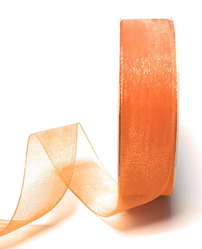 Schleifenband 50m x 25mm orange Organza Chiffon Geschenkband Organzaband [2065-157] von s.dekoda