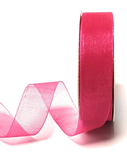Schleifenband 50m x 25mm pink magenta Organza Chiffon Geschenkband Organzaband [2065-115] von s.dekoda