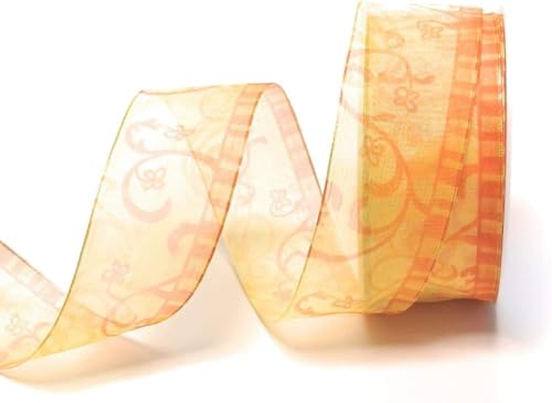 Schleifenband Organza 20m x 40mm gelb - orange Ornamente Ornamentranke Dekoband Geschenkband [11020-404] von s.dekoda
