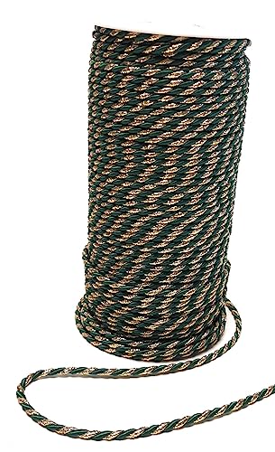 s.dekoda Kordel 100m x 4mm zweifarbig Grün - Gold XXL - Rolle Drehkordel Dekoband Kordelband Kordelschnur von s.dekoda