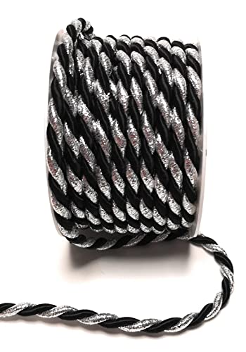 s.dekoda Kordel 10m x 6mm zweifarbig Schwarz - Silber Drehkordel Dekoband Kordelband Kordelschnur s.dekoda Kordel 10m x 6mm zweifarbig Schwarz - Silber Drehkordel Dekoband Kordelband Kordelschnur von s.dekoda