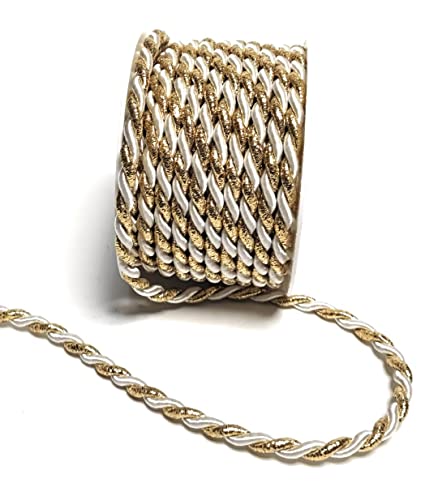 s.dekoda Kordel 10m x 6mm zweifarbig Weiß - Gold Drehkordel Dekoband Kordelband Kordelschnur s.dekoda Kordel 10m x 6mm zweifarbig Weiß - Gold Drehkordel Dekoband Kordelband Kordelschnur von s.dekoda