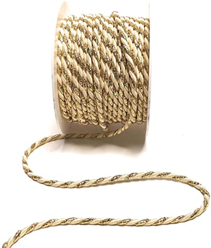 s.dekoda Kordel 15m x 4mm zweifarbig Creme - Gold Drehkordel Dekoband Kordelband Kordelschnur von s.dekoda
