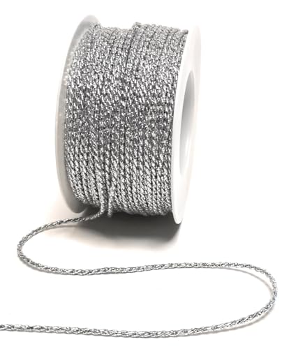 s.dekoda Kordel 50m x 2mm Silber Lurex Drehkordel Dekoband Kordelband Kordelschnur von s.dekoda