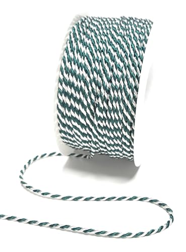s.dekoda Kordel 50m x 2mm zweifarbig Dunkelgrün - Weiß Drehkordel Dekoband Kordelband Kordelschnur von s.dekoda