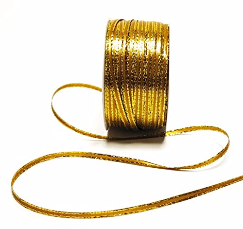 s.dekoda Satinband 50m x 3mm Gold - Gold Weihnachtsband Schleifenband Dekoband Geschenkband [1371] von s.dekoda