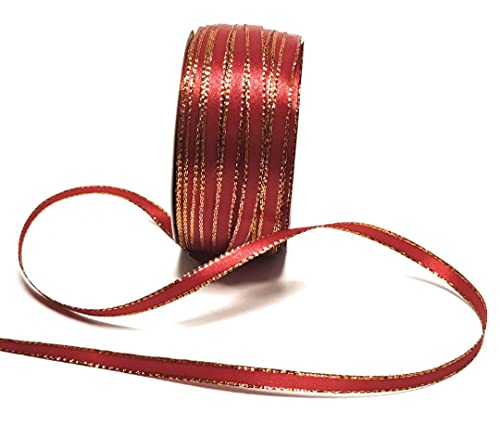 s.dekoda Satinband 50m x 6mm Rot - Gold Weihnachtsband Schleifenband Dekoband Geschenkband [1371] von s.dekoda