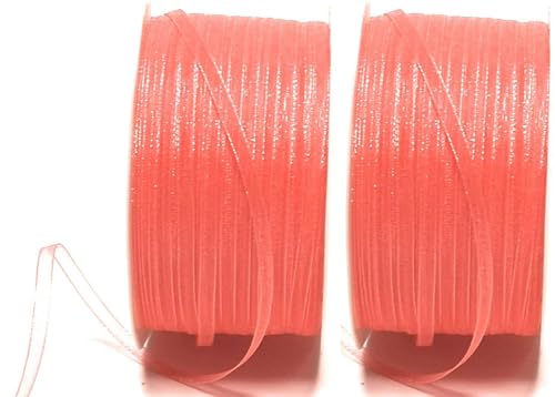 s.dekoda Schleifenband 100m x 3mm (2 Rollen á 50m) Coral Organza Chiffon Geschenkband Organzaband [3133-206] von s.dekoda