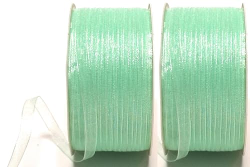 s.dekoda Schleifenband 100m x 3mm (2 Rollen á 50m) Mintgrün - Grün Organza Chiffon Geschenkband Organzaband [3133-109] von s.dekoda