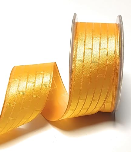 s.dekoda Schleifenband 15m x 40mm Gelb - Orange Karo Gitter Dekoband Drahtkante [D1039] von s.dekoda