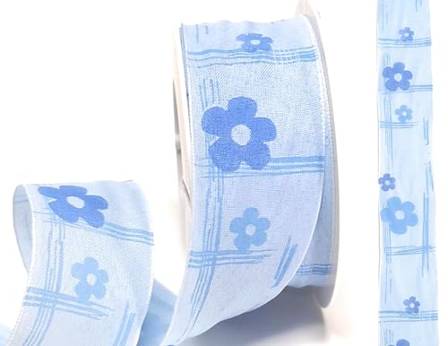 s.dekoda Schleifenband 20m x 40mm Hellblau - Blau Blume Blüte Dekoband Geschenkband Drahtband [D9137] von s.dekoda