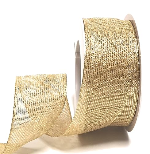 s.dekoda Schleifenband 25m x 40mm Gold gestreift Dekoband Geschenkband Lurexstreifen [3154] von s.dekoda