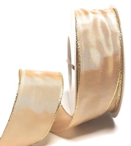 s.dekoda Schleifenband 25m x 40mm Honig - Gold Drahtband Geschenkband Dekoband [5121] von s.dekoda