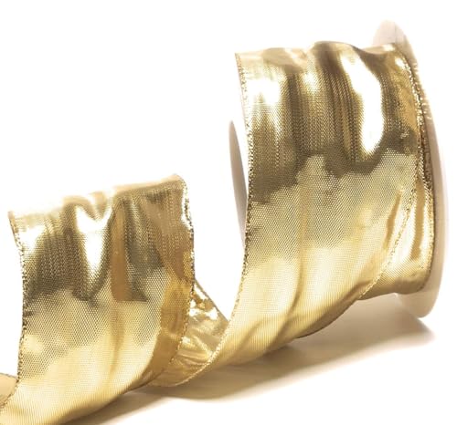 s.dekoda Schleifenband 25m x 60mm Gold Dekoband Goldband mit Drahteinlagen [5200] von s.dekoda