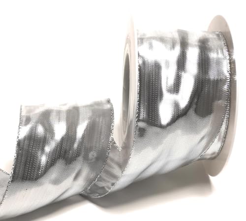 s.dekoda Schleifenband 25m x 60mm Silber Dekoband Silberband mit Drahteinlagen [5200] von s.dekoda