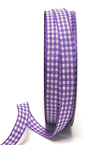 s.dekoda Schleifenband 50m x 10mm Flieder - Weiß Karoband Vichykaro gewebtes Dekoband kariert s.dekoda Schleifenband 50m x 10mm Flieder - Weiß Karoband Vichykaro gewebtes Dekoband kariert von s.dekoda