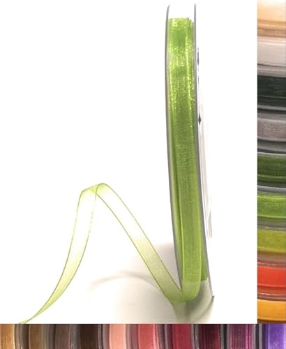 s.dekoda Schleifenband 50m x 3mm Apfelgrün - Grün Organza Chiffon Geschenkband Organzaband [1350-210-3] von s.dekoda