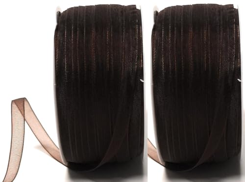 s.dekoda Schleifenband 100m x 3mm (2 Rollen á 50m) Braun Organza Chiffon Geschenkband Organzaband [3133] von s.dekoda