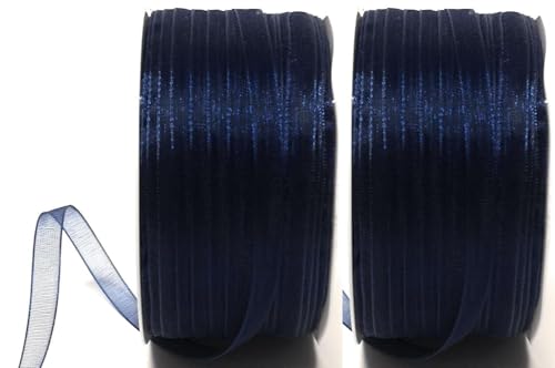 s.dekoda Schleifenband 100m x 3mm (2 Rollen á 50m) Dunkelblau Organza Chiffon Geschenkband Organzaband [3133-121] von s.dekoda