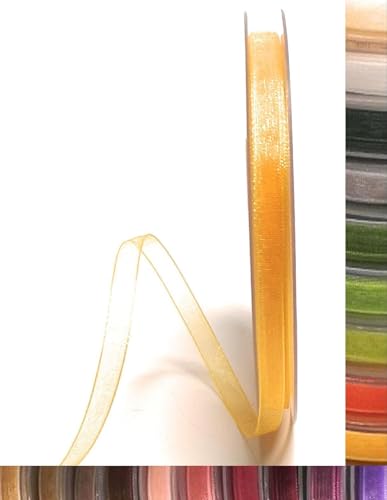 s.dekoda Schleifenband 50m x 3mm Gelb Organza Chiffon Geschenkband Organzaband [1350-145-3] von s.dekoda