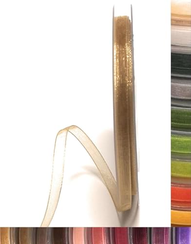 s.dekoda Schleifenband 50m x 3mm Gold - Olive Organza Chiffon Geschenkband Organzaband [1350-212-3] von s.dekoda