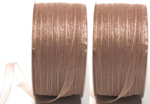 s.dekoda Schleifenband 100m x 3mm (2 Rollen á 50m) Hellbraun - Toffee Organza Chiffon Geschenkband Organzaband [3133] von s.dekoda