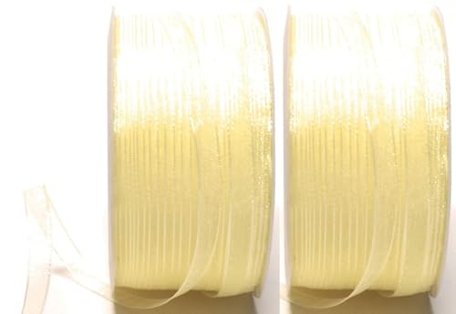s.dekoda Schleifenband 100m x 3mm (2 Rollen á 50m) Hellgelb - Vanille Organza Chiffon Geschenkband Organzaband [3133] von s.dekoda