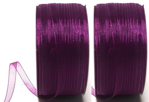 s.dekoda Schleifenband 100m x 3mm (2 Rollen á 50m) Lila Organza Chiffon Geschenkband Organzaband [3133-139] von s.dekoda