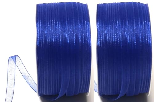 s.dekoda Schleifenband 100m x 6mm (2 Rollen á 50m) Blau Organza Chiffon Geschenkband Organzaband [3133-144] von s.dekoda