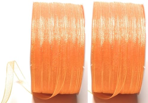 s.dekoda Schleifenband 100m x 6mm (2 Rollen á 50m) Gelb - Orange Organza Chiffon Geschenkband Organzaband [3133-245] von s.dekoda