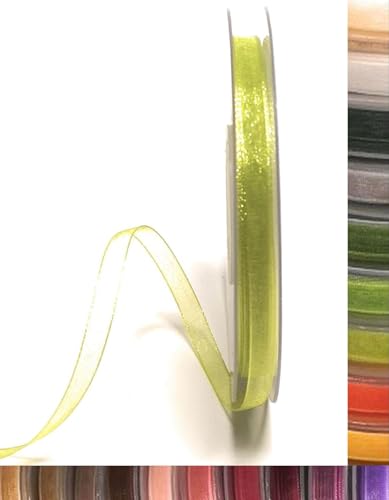 s.dekoda Schleifenband 50m x 6mm Grün - Limone Organza Chiffon Geschenkband Organzaband [1350-104] von s.dekoda