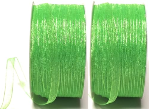 s.dekoda Schleifenband 100m x 6mm (2 Rollen á 50m) Grün - Maigrün Organza Chiffon Geschenkband Organzaband [3133-210] von s.dekoda