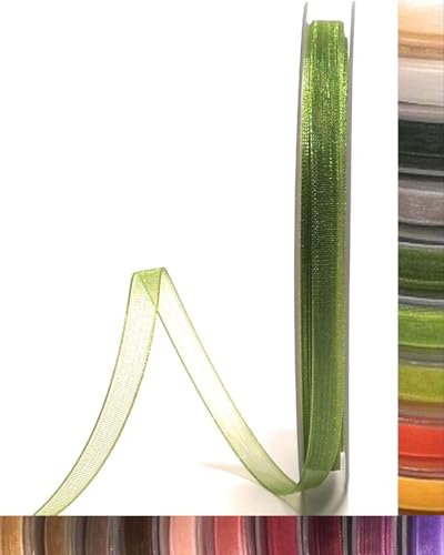 s.dekoda Schleifenband 50m x 6mm Grün - Olivgrün Organza Chiffon Geschenkband Organzaband [1350-112] von s.dekoda