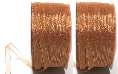 s.dekoda Schleifenband 100m x 6mm (2 Rollen á 50m) Kupfer Organza Chiffon Geschenkband Organzaband [3133-156] von s.dekoda