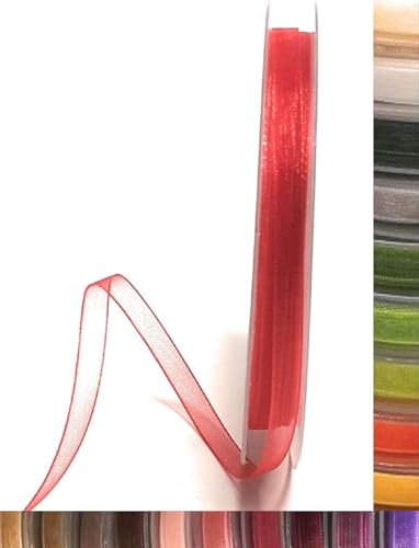 s.dekoda Schleifenband 50m x 6mm Rot Organza Chiffon Geschenkband Organzaband [1350-123] von s.dekoda