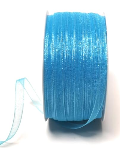 s.dekoda Schleifenband 50m x 6mm Türkis Eisblau Organza Chiffon Geschenkband Organzaband [1350-148] von s.dekoda