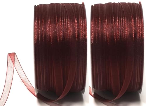 s.dekoda Schleifenband 100m x 6mm (2 Rollen á 50m) Weinrot Organza Chiffon Geschenkband Organzaband [3133-124] von s.dekoda