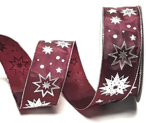 s.dekoda Schleifenband Erika - Silber 20m x 40mm Sterne Dekoband Geschenkband Weihnachten [5124-254] von s.dekoda