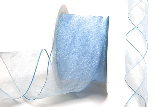 s.dekoda Schleifenband Organza 25m x 60mm Hellblau Organzaband mit formbaren Drahtkanten Geschenkband [D3142-754] von s.dekoda