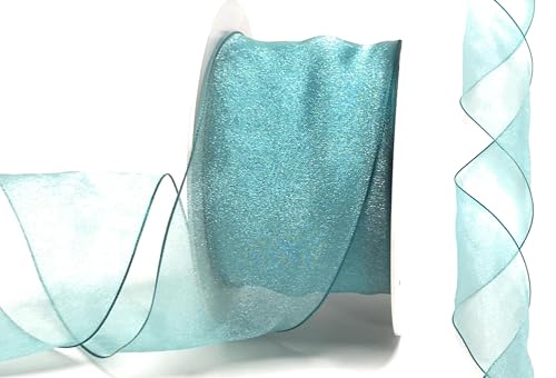 s.dekoda Schleifenband Organza 25m x 60mm Türkis Organzaband mit formbaren Drahtkanten Geschenkband [D3142-118] von s.dekoda