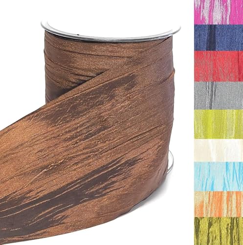 s.dekoda Tischband Crash 15m x 100mm Braun Crashband glänzend Dekoband Crashstoff Knitterband [D2234-430] von s.dekoda