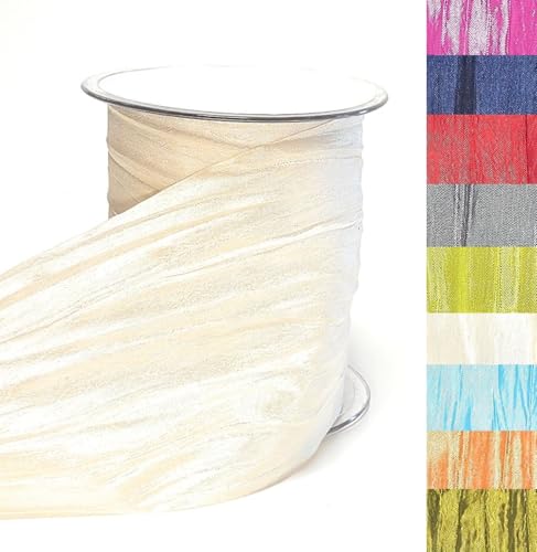 s.dekoda Tischband Crash 15m x 100mm Creme Beige Crashband glänzend Dekoband Crashstoff Knitterband [D2234-420] von s.dekoda
