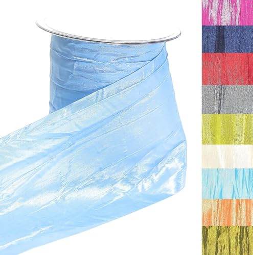 s.dekoda Tischband Crash 15m x 100mm Hellblau Crashband glänzend Dekoband Crashstoff Knitterband [D2234-110] von s.dekoda