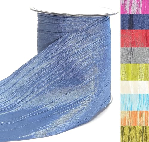 s.dekoda Tischband Crash 15m x 100mm Kornblau Blau Crashband glänzend Dekoband Crashstoff Knitterband [D2234-115] von s.dekoda