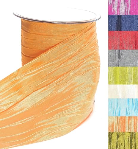 s.dekoda Tischband Crash 15m x 100mm Mandarine Gelborange Crashband glänzend Dekoband Crashstoff Knitterband [D2234-270] von s.dekoda