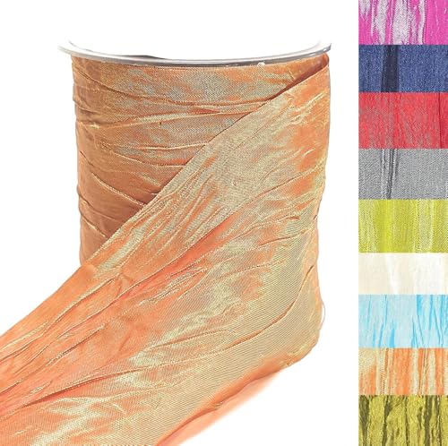 s.dekoda Tischband Crash 15m x 100mm Orange Crashband glänzend Dekoband Crashstoff Knitterband [D2234-265] von s.dekoda