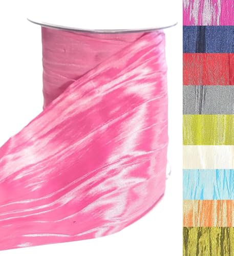 s.dekoda Tischband Crash 15m x 100mm Pink Crashband glänzend Dekoband Crashstoff Knitterband [D2234-640] von s.dekoda
