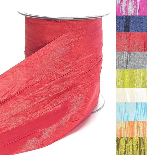 s.dekoda Tischband Crash 15m x 100mm Rot Crashband glänzend Dekoband Crashstoff Knitterband [D2234-300] von s.dekoda